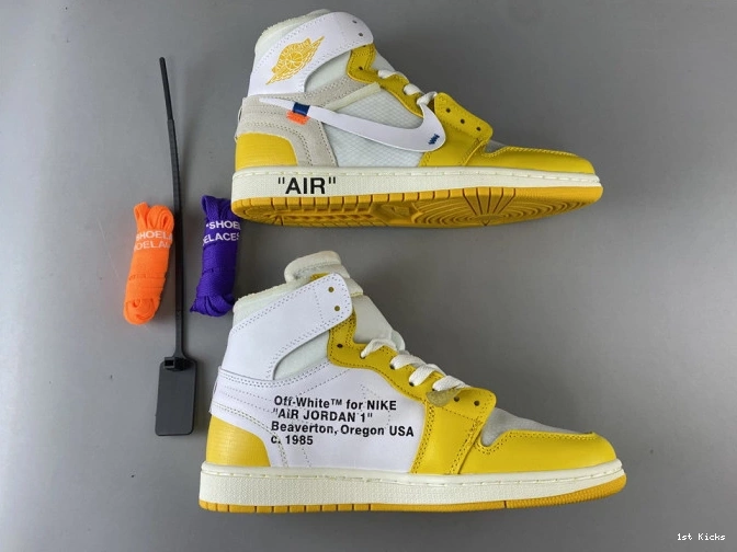 1st Kicks Shoes NRG Dark Yellow-Cone Powder AQ0818-149 White 1 Off-White Jordan Air x 0801